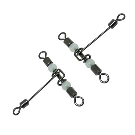unclesportinfof 3 Way Cross-line Swivels Fishing Heavy Duty Lumious Three Way T Shape Swivel with Glow Beads (6x7#-44LB-Pack 20 PCS)