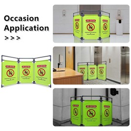 Do Not Enter-Signs Green Elevator Maintenance Caution - Sign 3 Panels Safety Barriers 3.2 FT Foldable Safety Barricade Heavy Duty PVC Frame Security Sign