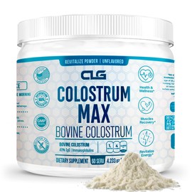 CLG Colostrum Max Powder 120g (60 Servings) Grass-Fed Bovine Supplement for Gut Health, Immune Support, Hair Growth, Skin Health, High IgG, Bioavailable & Gluten-Free, Unflavored, Easy to Mix