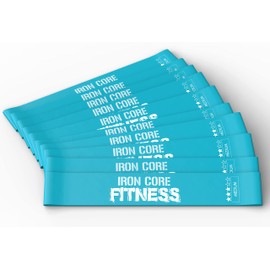 10 Resistance Loops for Trainers, Bootcamp, Gym. Tone Glutes, Thighs, Leg, Back, arms. Bulk Workout Bands by Iron Core Fitness. Aqua Turquoise, Medium