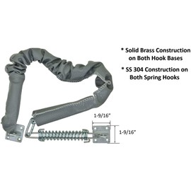 QCAA Extra Heavy Storm Door Chain Check, for Heavy Commercial Door, 32" Length Overall, Solid Brass Bracket Satin Chrome Plated, 304 Stainless Steel Hook, Grey Textured Vinyl Cover, 1 Pack