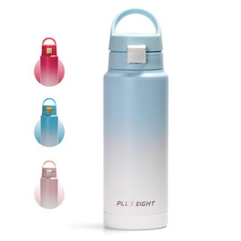 pluseight Stainless Steel Drinking Bottle, 750 ml, Leak-Proof, Suitable for Carbonated Drinks, BPA-Free for School, Children, Women, Men, Leak-proof and Sweat-proof with Anti-Dust Lid (Wathet)