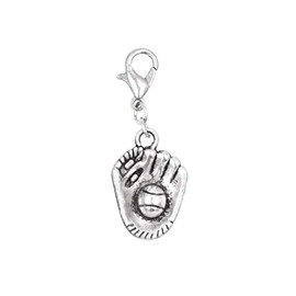 Baseball Softball Mitt Glove with Baseball Clip on Charm Perfect for Necklaces and Bracelets 101Ah