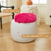 XeGe Fluffy Faux Fur Inflatable Pouf Ottoman, Soft Fuzzy Foot