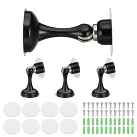 MECCANIXITY Magnetic Door Stoppers Stainless Steel Door Stops, Wall Floor Mounted Doors Holder Keep Doors Open for Home Office Closet (Black, Pack of 4)