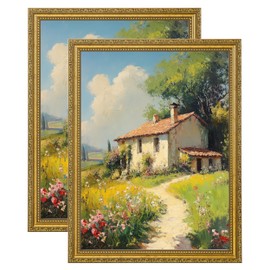 eletecpro 12x16 Picture Frames Set of 2, Vintage Photo Frames with Glass, Ornate Gold Frame 12 x 16 Display 8.5x11 Photo with Mat or 12x16 without Mat for Home Wall Decor, Gold