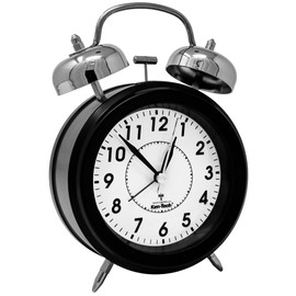 KEN-TECH Atomic Retro Twin Bell Alarm Clock Alarm Clocks for Bedrooms. Loud Alarm Clock for Heavy Sleepers Perfect for Bedroom, Desk, and Office. Set time Automatically.