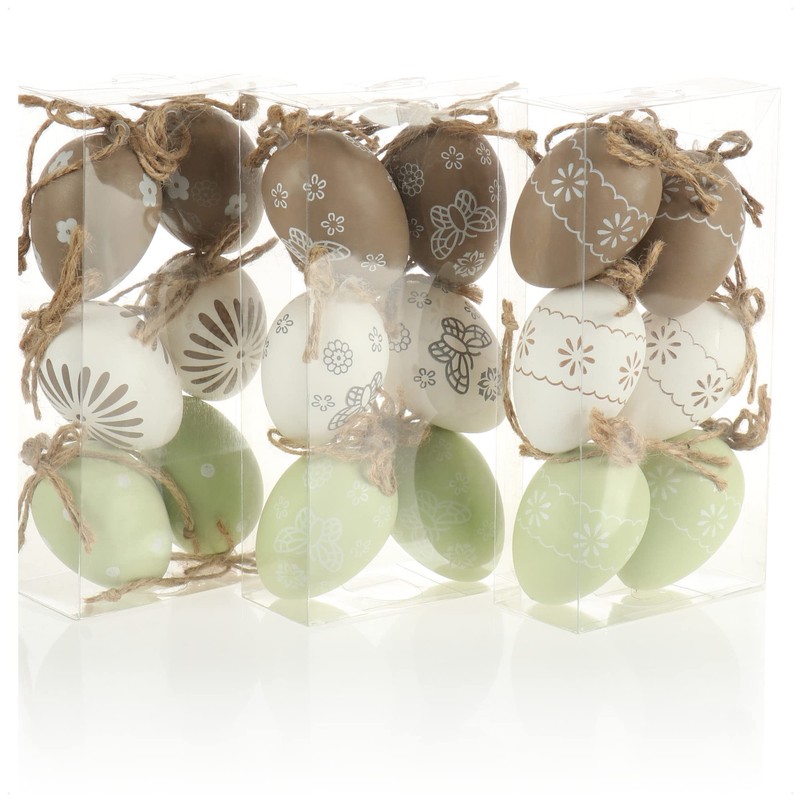 com-four® 18 x Decorative Easter Hangers - Plastic Easter Eggs