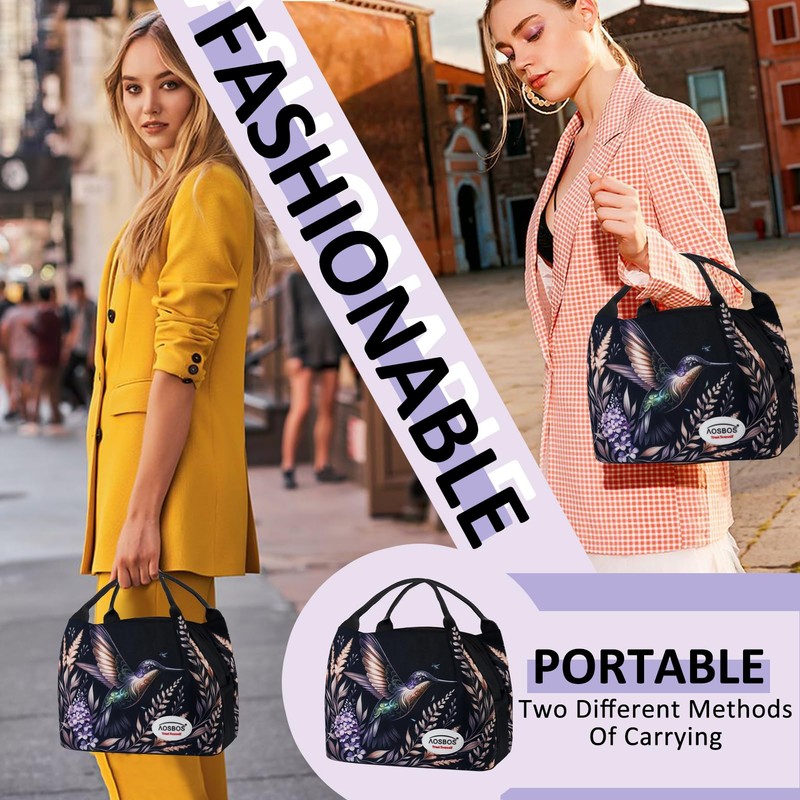 Aosbos Insulated Adults Lunch Bag for Women Reusable Lunch Box