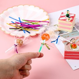 800pcs 4" Metallic Twist Ties for Bags, Colorful Reusable Bread Ties Bag Ties Wire Ties for Bakery Bread Candy Coffee Bags, Goodie Bags, Party Gift Wrapping Bags