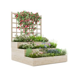 EcoExplorer 3-Tier Vertical Cedar Planter Box with Trellis - Raised Garden Bed for Climbing Plants, Vegetables & Herbs, Open Base Drainage Design, Ideal for Patios, Decks & Yards