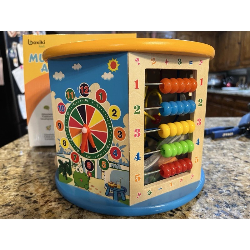 Boxiki 8-in-1 Wooden Activity Cube for Toddlers - Multi-Function