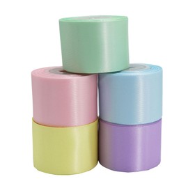 Satin Ribbon 1-1/2 Inch, Pastel Color Double Faced Ribbon for Gift Wrapping, Flower Bouquet, Wedding Party Decoration, Hair Bows, DIY Crafts - 8 Yards/Roll, Total 40Yds