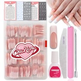 French False Nails Kit, 240Pcs Long Square Press On Nails, False Nails With Glue Acrylic Fake Nails 12 Sizes Stick On Nails For Women French White Tip Gift for Girls (Extra Long Square)