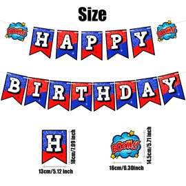 Spider Birthday Banner, Pre-Strung Spider Party Decorations Colorful Paper Theme Happy Birthday Banner Hanging Bunting Garland for Kids Hero Theme Backdrop Decoration