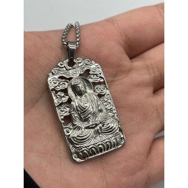 Pure Stainless Steel Tibetan Big Buddha Pure Argentum Patron Saint Pendant