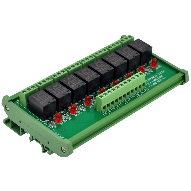Electronics-Salon DIN Rail Mount 8 SPDT Power Relay Interface Module.