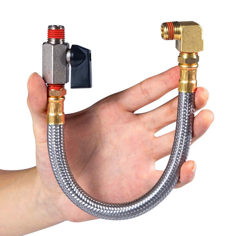 Breezliy Extended Tank Drain Valve Assembly Kit,10 Inch Braided Steel