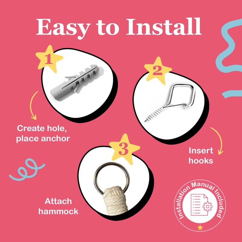 Stuffed Animal Storage Macrame Hammock w/String Lights, Large - Boho