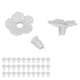 Hummingbird Feeder Parts, 30Pcs Set White Plastic Hummingbird Feeder Replacement Flowers with Flower Centers Bird Feeder Inserts for Outdoor Feeders