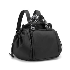 Carfond Large Capacity Portable Backpack Tote Bag For Car Travel, Lightweight Foldable Nylon Travel & Shopping Bag with 15 Pockets, black