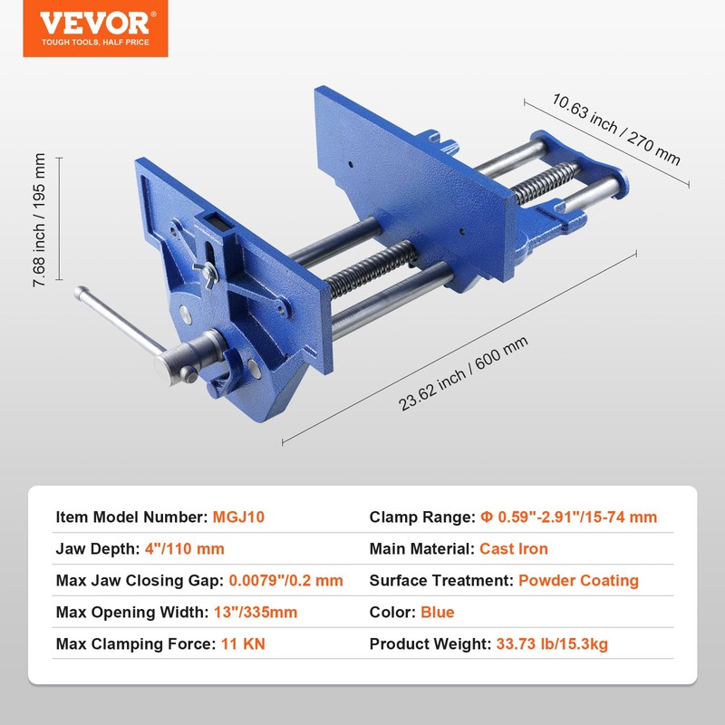 VEVOR Woodworking Vise, 13 inch Woodworking Bench Vise, Heavy-duty Cast