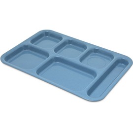 Carlisle FoodService Products Plastic Melamine Tray, Right Hand Tray, Heavyweight Tray with Six Compartments for Restaurants, 14 X 10 Inches, Sandshade