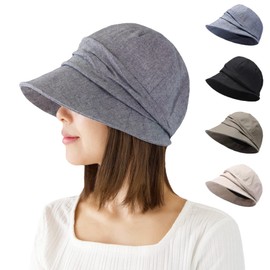 Superbian Women's Hat, Spring and Summer, UV Protection Hat, Deep, Wide Brim Hat, Velcro Size Adjustment, 21.3 - 22.8 inches (54 - 58 cm), Small Face Effect, Fluffy Tuck Design, UV Protection,