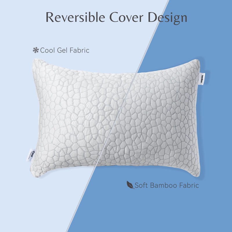 COOL GEL Reversible Shredded Memory Foam Pillow, Supportive and Comfortable,