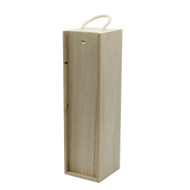 Creative Hobbies Wooden Wine, Liquor Bottle Box, Single Wine Bottle Wood Storage Box w/ Handle