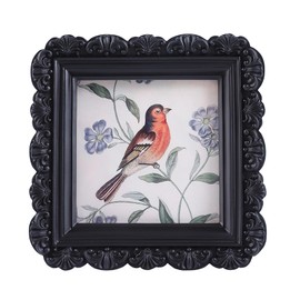 LIHOLO Vintage Picture Frames 3x3 Antique Frames Mini Pictures Frames Bird Picture Frames Ornate Gallery Wall Frames, in Black Square
