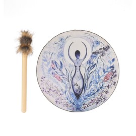 Shaman Drum 10 Inch Hand Drum With Drum Stick Shamanic Drum Frame Drum Sound Healing Tool For Spiritual Music, Reflection Meditation(Multicolor)