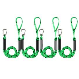 4 Pcs Boat Bungee Dock Lines, 4 Feet Mooring Rope for Docking Stretches to 6 Feet, Mooring Line Boat Accessories Docking Ropes PWC Dock Ties for Boats with a Hook (Green and Black)