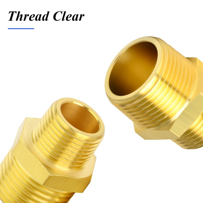 TAILONZ PNEUMATIC 5PCS Brass Pipe Fitting, Reducer Adapter, Hex Nipple,