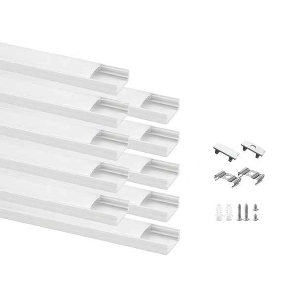 Besseto 10Pack 6.6Ft/2M White LED Aluminum Channel,LED Strip Light Diffuser