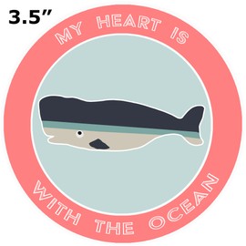 Athena Brands Whale My Heart is with The Ocean - Car Truck Window Bumper Graphic Sticker Decal - Lobster Claw Red
