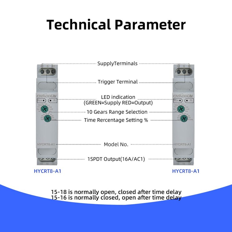 Delay ON HYCRT8-A1 0.1sec-10day AC/DC 24-240V Power On Delay Relay