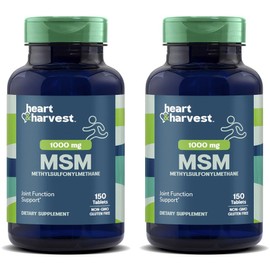 Heart & Harvest 1000mg MSM Methylsulfonylmethane Tablets, 2 Count, 150 Tablets / Heart & Harvest 1000mg MSM 메칠설포닐메탄 타블렛, 2개, 150정