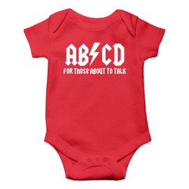 ABCD For Those About to Talk - Funny Lil Rocker Music Lover Infant Novelty Romper Baby Bodysuit (Red, 0-3 Months)