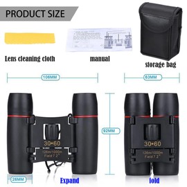 BDSHUNBF High Power Binoculars for Adults,30x60 Binocular with BAK4 Prism,FMC Lens,Fogproof & Waterproof Great,Mini Telescope Compact Binoculars for Bird Watching Travel Stargazing Hunting Concerts