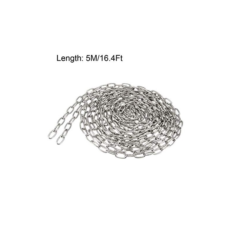 sourcing map Stainless Steel 304 Hardened Proof Coil Chain 5m