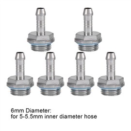 Lazmin PC Water Cooling 6 PCS Two-Touch Fitting G1 / 4 Thread Barb Fitting Connection Tube for Computer Water Cooling System (6mm)