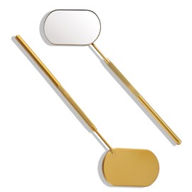 Embagol Lash Mirror Extra Large Makeup Mirror for Eyelash Extensions Detachable Stainless Steel Square Round Lash Extension Accessories(Golden)