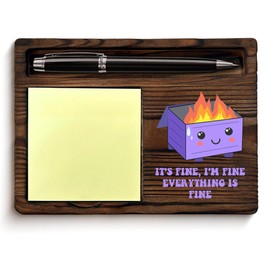 Funny Office Decor Dumpster Fire Gifts for Coworkers Employees Boss Purple Dumpster Fire It's Fine I'm Fine Sticky Note Holder Office Decoration