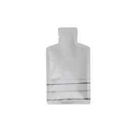 QQ Studio Pack of 100 Color Aluminum Metallized Foil Single-Use Dispenser Tip Open Bottom Heat Seal Sample Pouch (Glossy White with Stripes, 3" x 5")