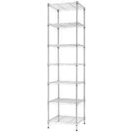 Finnhomy Heavy Duty 7 Tier Wire Shelving, 18x18x72 inches 7 Shelves Storage Rack with Thicken Steel Tube, Pantry Shelves for Storage, Adjustable Metal Shelving Unit, NSF Certified, Chrome