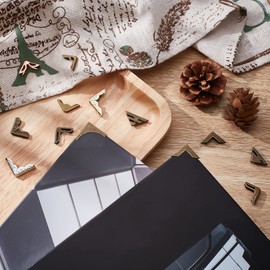 PH PandaHall 96pcs Book Corners 12 Styles Iron Corner Protectors 4 Colors Triangle Vintage Edge Cover Metal Decorative Cover Pad for Jewelry Box Book Scrapbook Albums Menus Furniture, for 1~5mm Cover