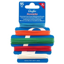 Läufer 69210 Rondella Rubber Rings on Rubber Ring Card, 95 Household Rubbers in 5 Sizes and 5 Colours, Extra Durable