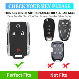 for Chevy Key Fob Cover,Soft TPU Key Shell/Skin,4-Buttons Fit Gmc Chevy Colorado Silverado Suburban Tahoe Silverado Remote Key Vehicle Accessories