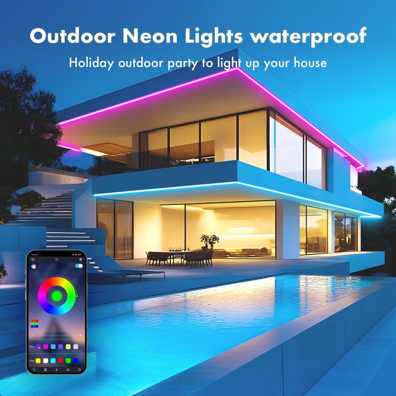 Neon Rope Lights, 50FT RGB Led Strip, Waterproof IP67, DIY